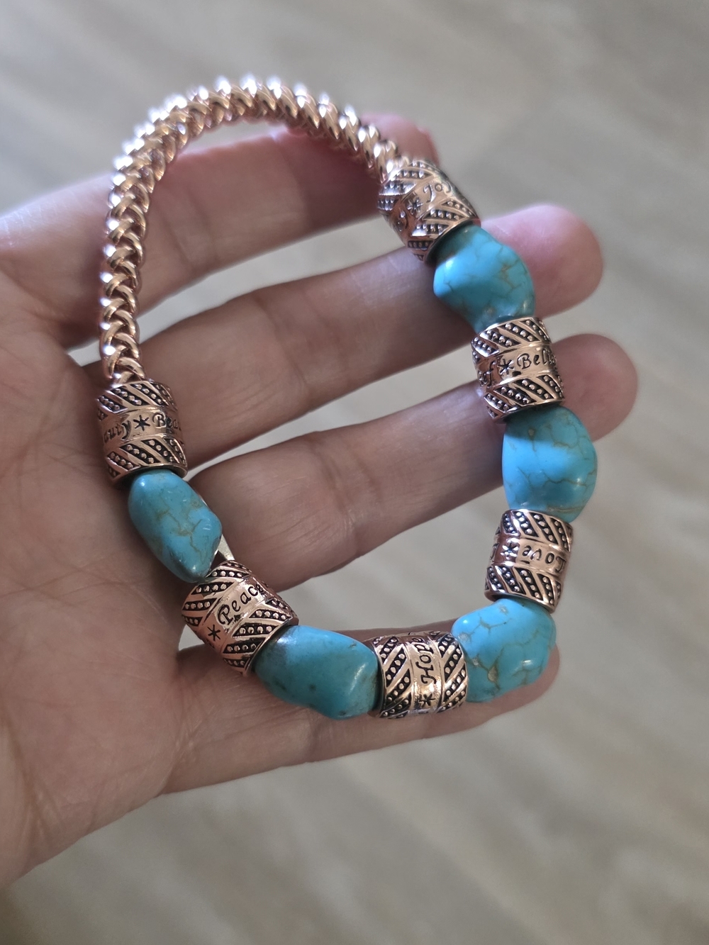 Bradford Exchange Touch of Heaven Turquoise & Copper Healing Bracelet